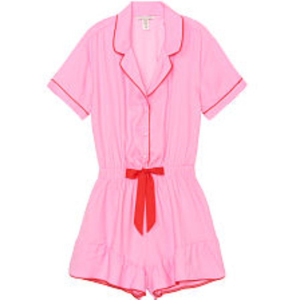 New Victoria's Secret Satin Ruffle Romper pink